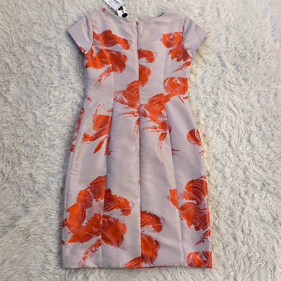 NWT Carolina Herrera Orange & Pearl Gray silk blend dress size 10 - Picture 8 of 12